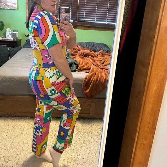 Nooworks Colorful Wormiverse Graphic Twill Coveralls Jumpsuit - Picture 4 of 5